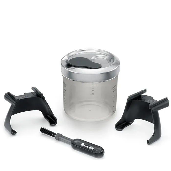 Breville BCG820BKSXL Smart Grinder Pro Black with portafilter cradle attachment for espresso.