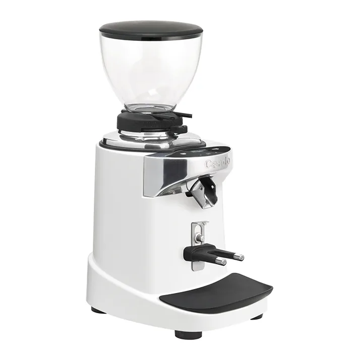 A sleek, Ceado E37J espresso grinder White on a counter, showcasing its compact design