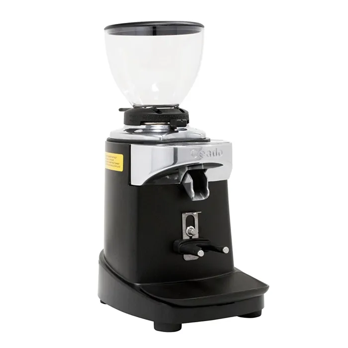 A sleek, Ceado E37J espresso grinder Black on a counter, showcasing its compact design