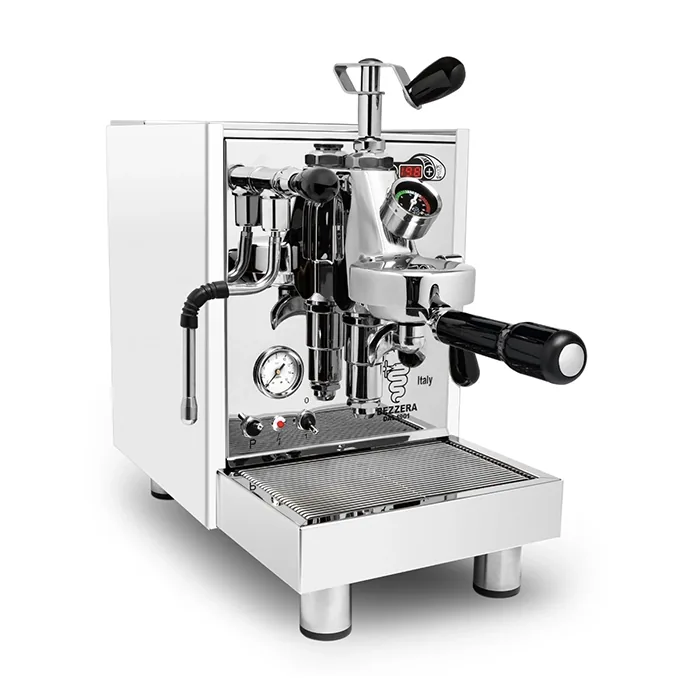 A Bezzera Unica espresso machine White, showcasing its compact size and traditional design