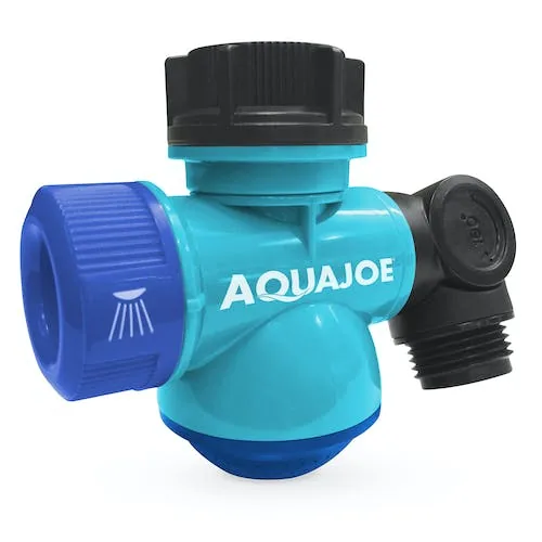 Restored Aqua Joe SJI-MFGA1-AQU Multi-Function Outdoor Faucet and Garden Hose Tap Connector, Blue (Refurbished)