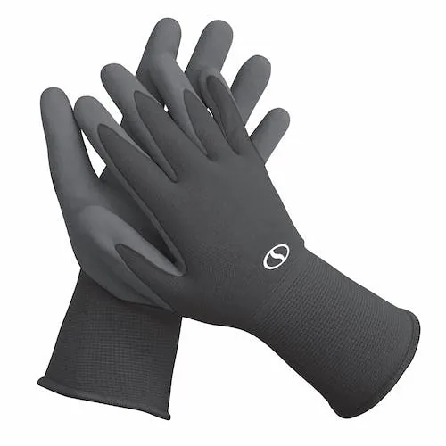 Restored Sun Joe GGNP-S3-BLK Reusable Nitrile-Palm Gloves | Tactile | Washable | One Size Fits Most | Set of 3 (Black) (Refurbished)