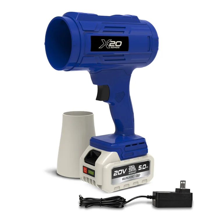 Restored Sun Joe 30,000-RPM 20V Cordless Handheld Turbo Blower | 40 CFM | 5.0-Ah Battery + Charger (Blue) | GO-SRMJET-5A-BLU  (Refurbished)