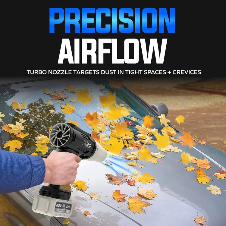 Restored Sun Joe 30,000-RPM 20V Cordless Handheld Turbo Blower | 40 CFM | 5.0-Ah Battery + Charger (Blue) | GO-SRMJET-5A-BLU  (Refurbished)