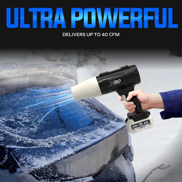 Restored Sun Joe 30,000-RPM 20V Cordless Handheld Turbo Blower | 40 CFM | 5.0Ah Battery + Charger (Red) | GO-SRMJET-5A-RED (Refurbished)