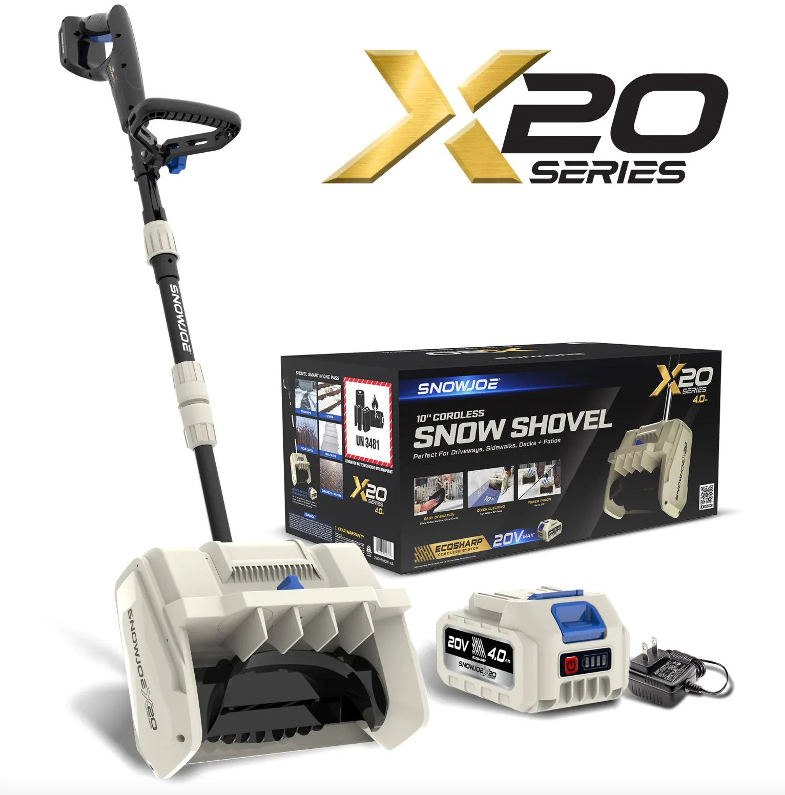 Restored Snow Joe 20-Volt Cordless Snow Shovel Kit | Directional Chute | Brushless Motor | W/ 4.0-Ah Battery + Charger (Refurbished)