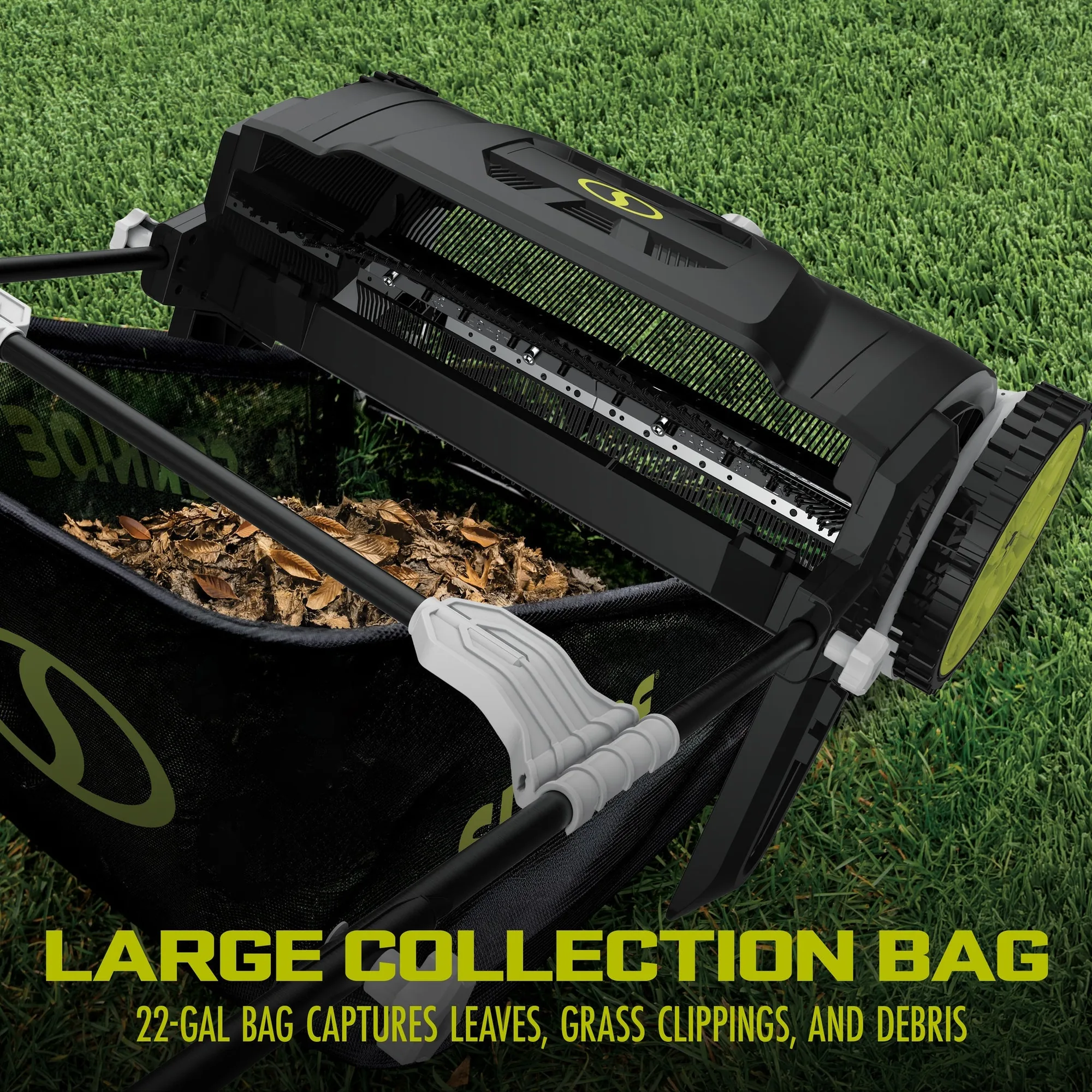 Restored Sun Joe Manual Leaf Sweeper | 22-Gal Collection Bag | 21-Inch Cleaning Width (Refurbished)
