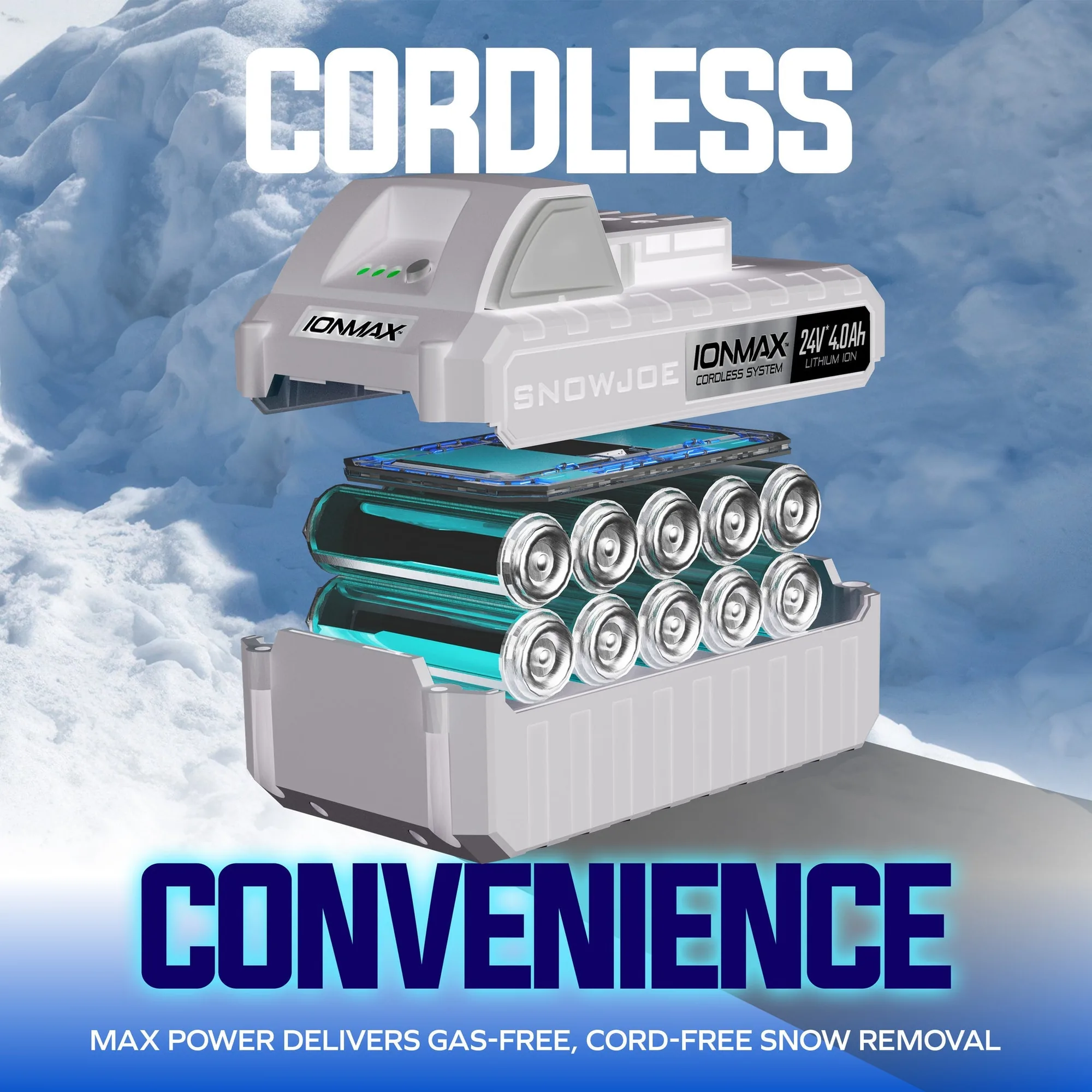 Restored Snow Joe 24V-X2-SB18-GO | 48V Cordless Snow Blower Kit | 18-Inch | W/ 2 x 4.0-Ah Batteries + Charger (Refurbished)