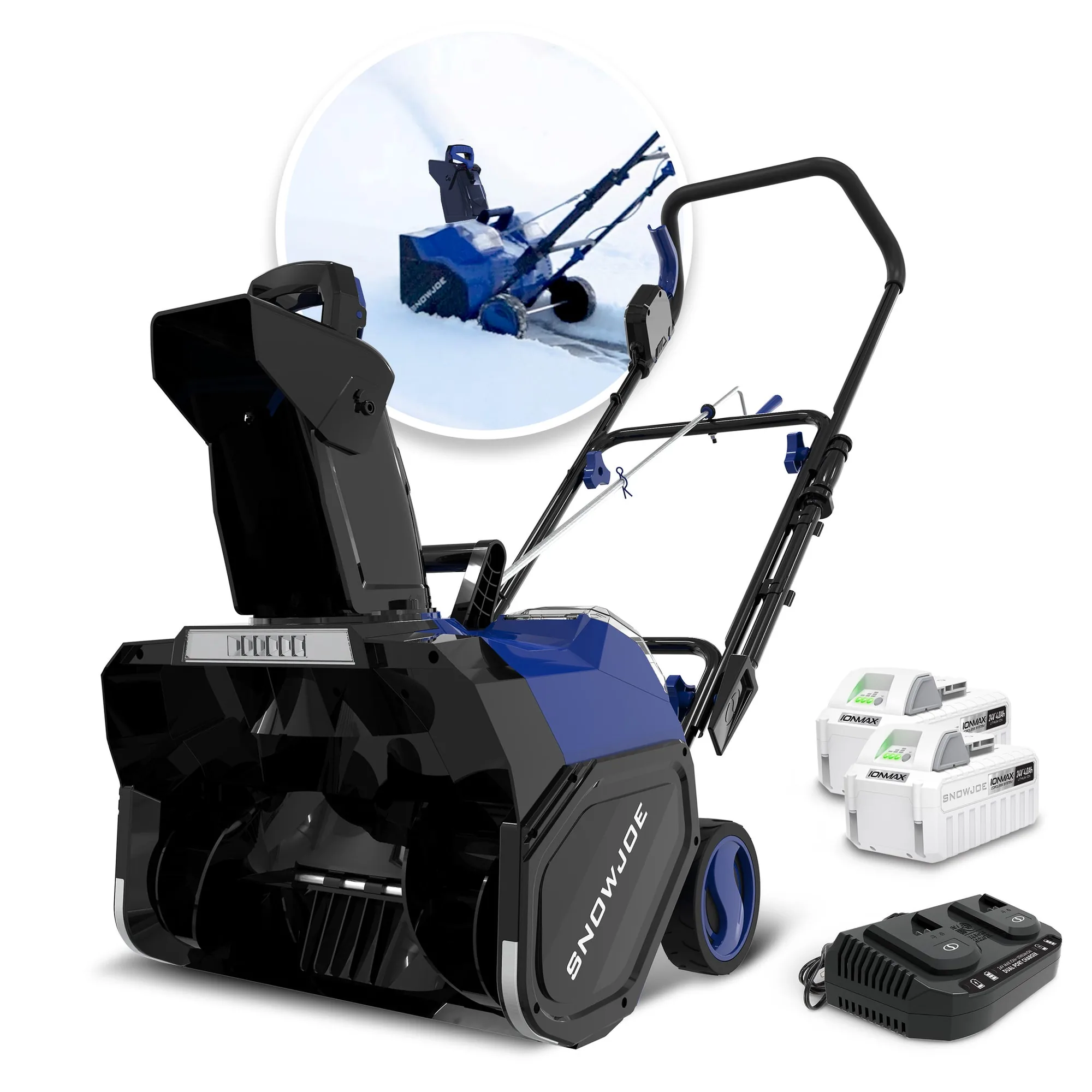 Restored Snow Joe 24V-X2-SB18-GO | 48V Cordless Snow Blower Kit | 18-Inch | W/ 2 x 4.0-Ah Batteries + Charger (Refurbished)