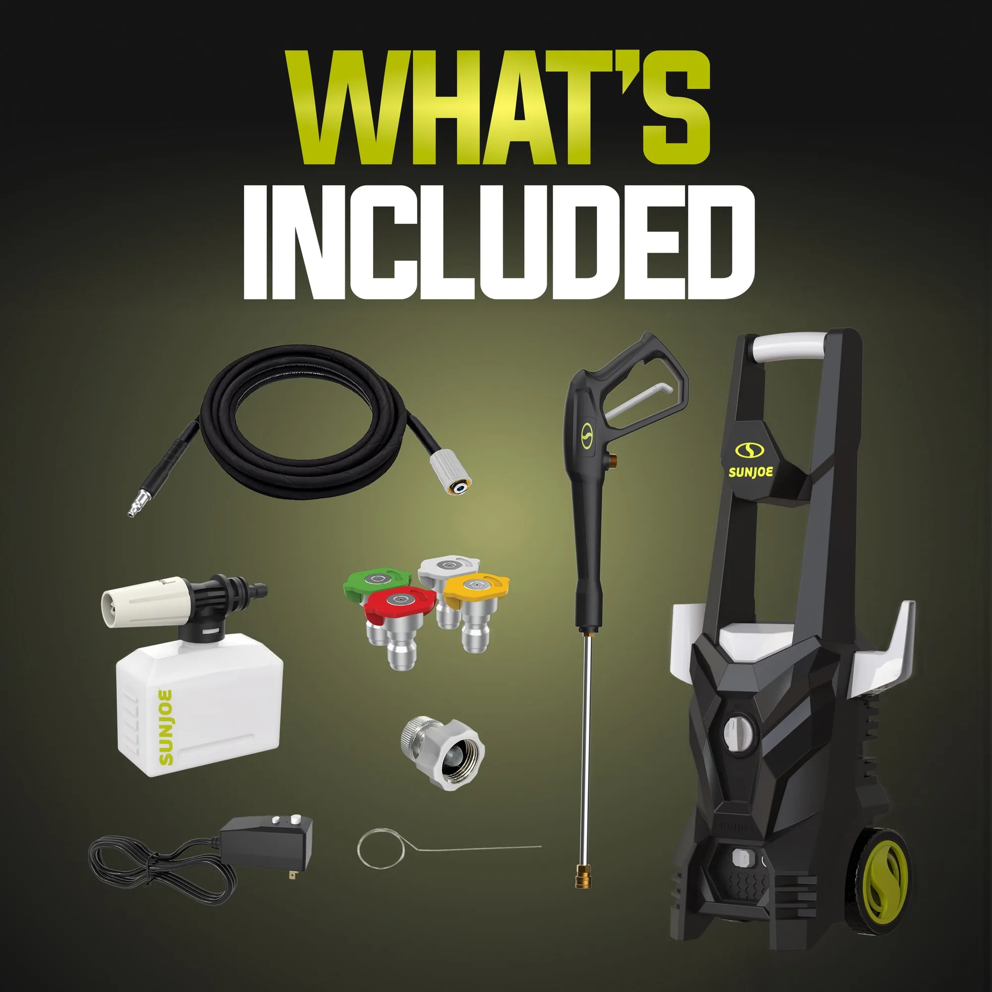 Restored Sun Joe 1800 PSI Max All-Purpose Electric Pressure Washer | 13-Amp | 4 Nozzles | Foamer Cannon (Refurbished)