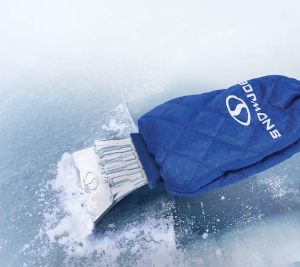 2 Pack | Snow Joe SJEG02M | Polar Fleece Lined Mitt With Built-In Ice Scraper | Waterproof | Heavy-Duty Ice Scraper