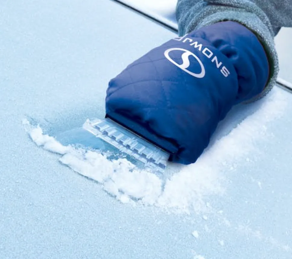 2 Pack | Snow Joe SJEG02M | Polar Fleece Lined Mitt With Built-In Ice Scraper | Waterproof | Heavy-Duty Ice Scraper