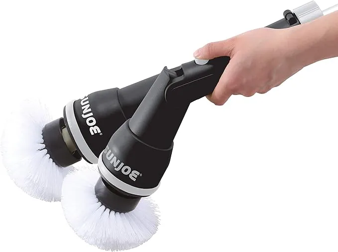 Restored Sun Joe 24V-PWSCRB-LTW | 24V Cordless Indoor/Outdoor 1000-OPM Oscillating Scrubber | 4 Attachments & Battery + Charger (Refurbished)