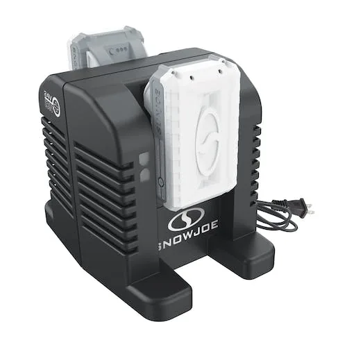 Restored Snow Joe + Sun Joe 24VCHRG-HS-DPC | 24V IONMAX Dual Port High Speed Charging Docking Station | for iBAT24 & 24VBAT Series Batteries | 260-Watt Input | 26-Volt Output (Refurbished)