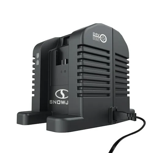Restored Snow Joe + Sun Joe 24VCHRG-HS-DPC | 24V IONMAX Dual Port High Speed Charging Docking Station | for iBAT24 & 24VBAT Series Batteries | 260-Watt Input | 26-Volt Output (Refurbished)
