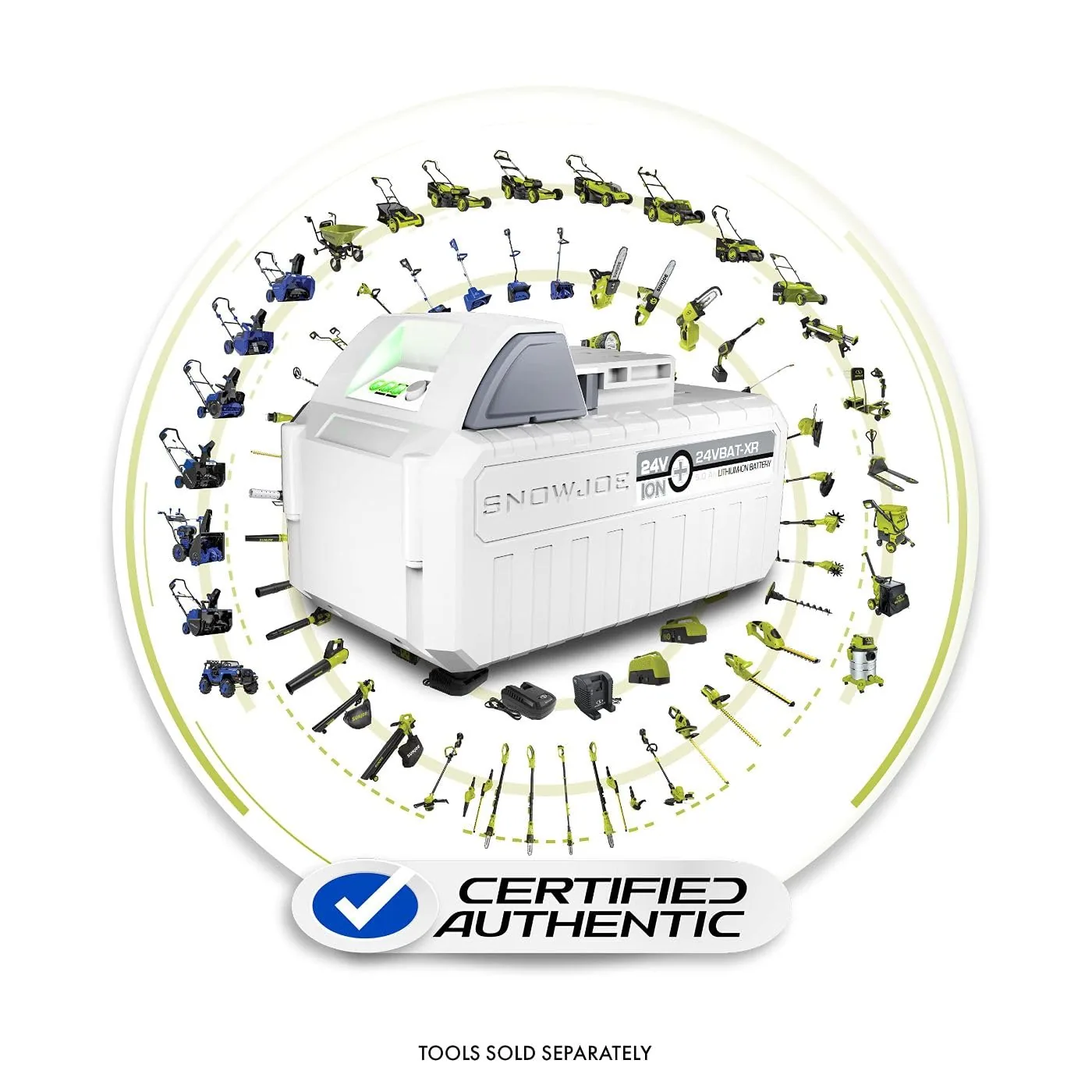 Restored Snow Joe Certified Authentic IONMAX System Compatible 24VBAT-XR EcoSharp Pro Lithium-Ion Battery, 24 Volt, 5.0-Ah (Refurbished)