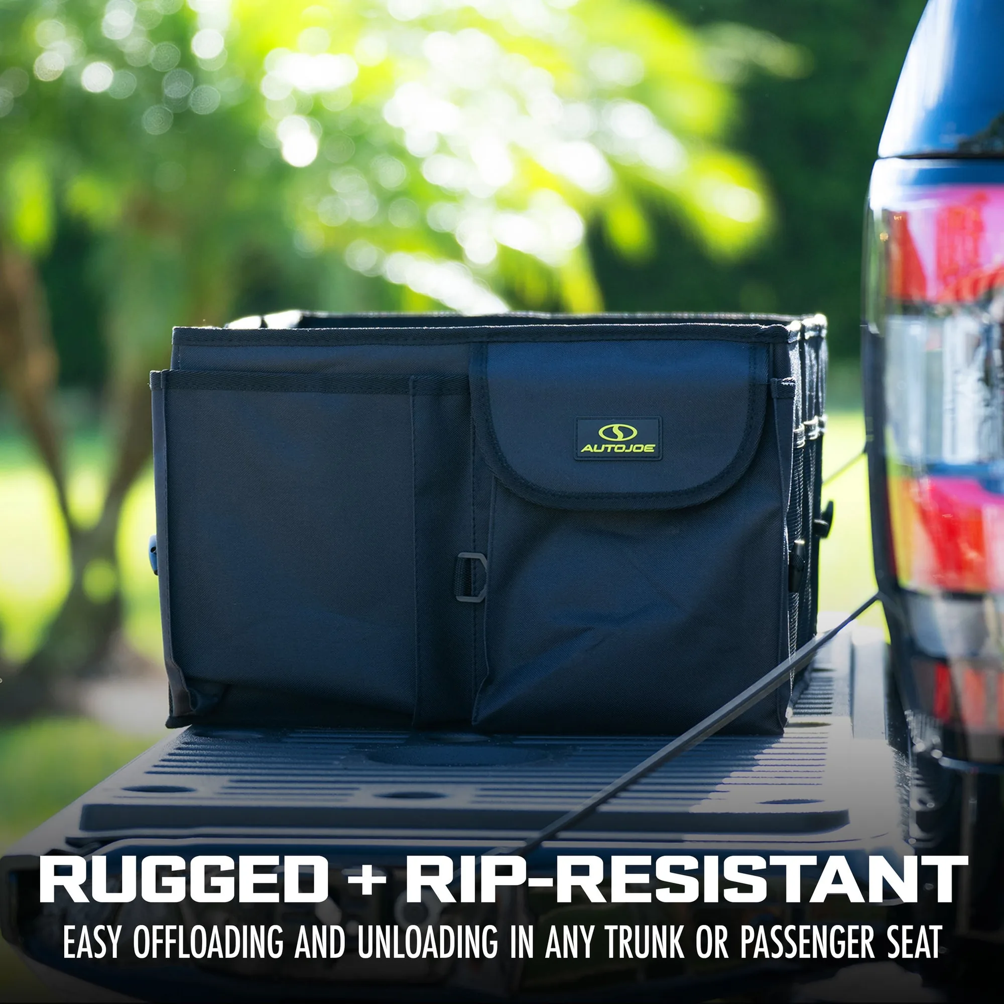 Auto Joe ATJ-CTSO-BLK | Collapsible Auto Storage Organizer | w/ Anchor Straps and Toggle Fasteners for Hold Security | Adjustable Strap | Rip Resistant