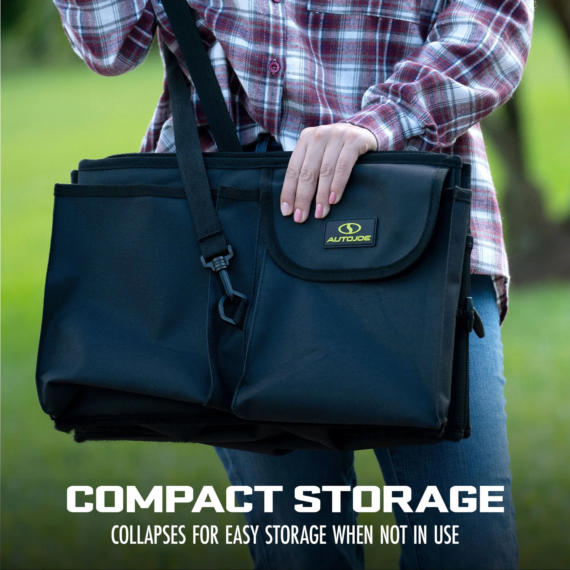 Auto Joe ATJ-CTSO-BLK | Collapsible Auto Storage Organizer | w/ Anchor Straps and Toggle Fasteners for Hold Security | Adjustable Strap | Rip Resistant