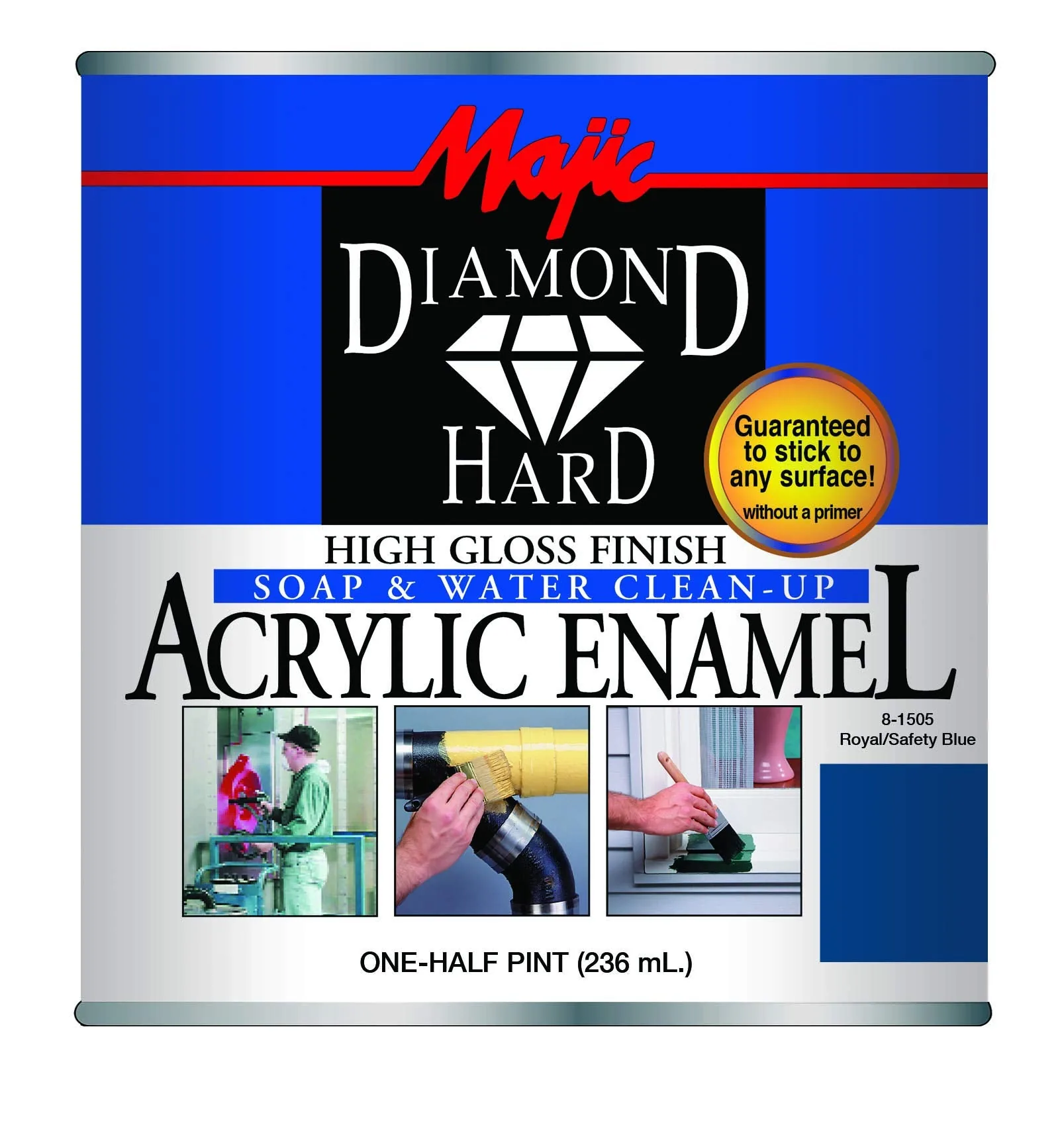 Majic Paints 8-1505-4 Diamond Hard Acrylic Enamel High Gloss Paint, Half Pint/8-Ounce, Safety Blue