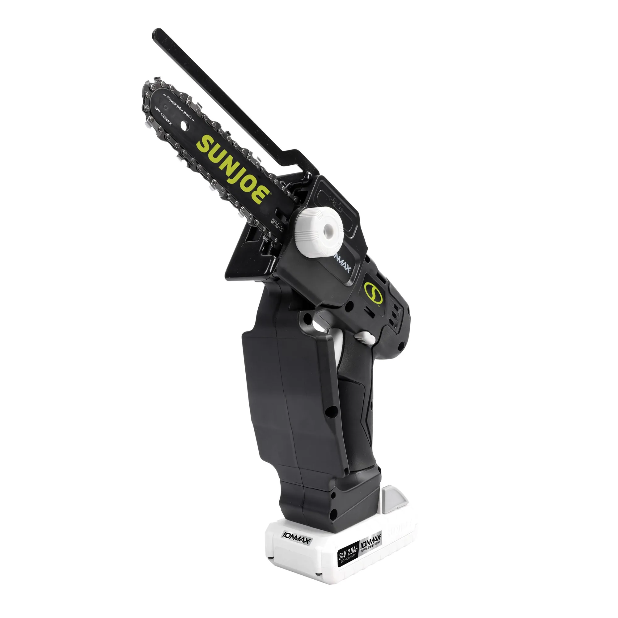 Restored Sun Joe 24V-HCSWP-6-LTE | 24V Cordless Telescoping Pole Pruning Saw Kit | 12 ft Reach | 4000 RPM | W/ 2.0-Ah Battery + Charger (Refurbished)