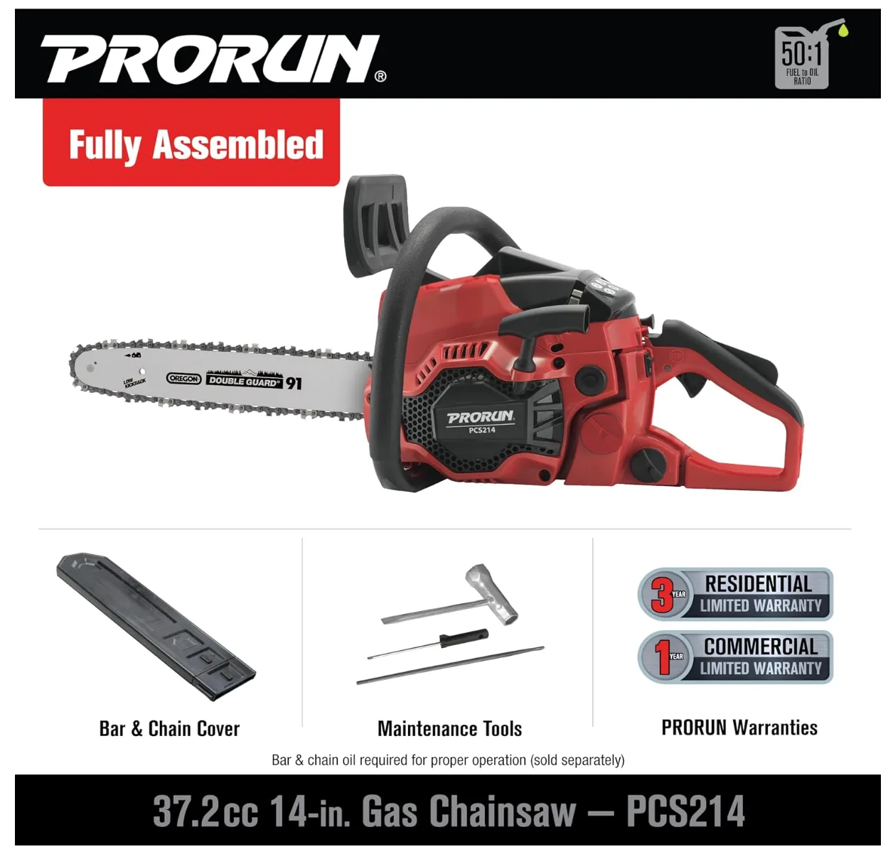 PRORUN PCS214 | 37.2cc 14-in. Gas-Powered 2-Cycle Chainsaw | In-Store Exclusive