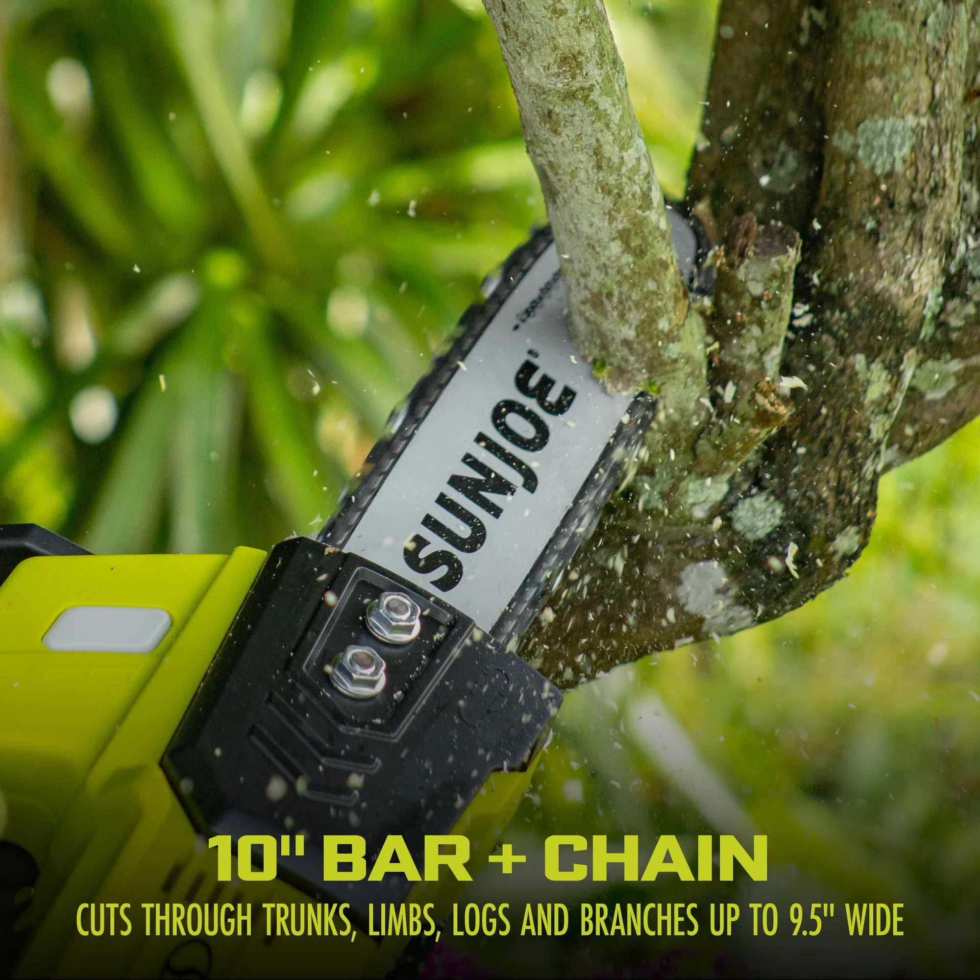 Restored Sun Joe 24V-10CS-GRN | 24V Cordless Self-Oiling Chain Saw Kit | 10in | Tool-Less Bar/Chain Tension |  4.0-Ah Battery + Charger (Refurbished)