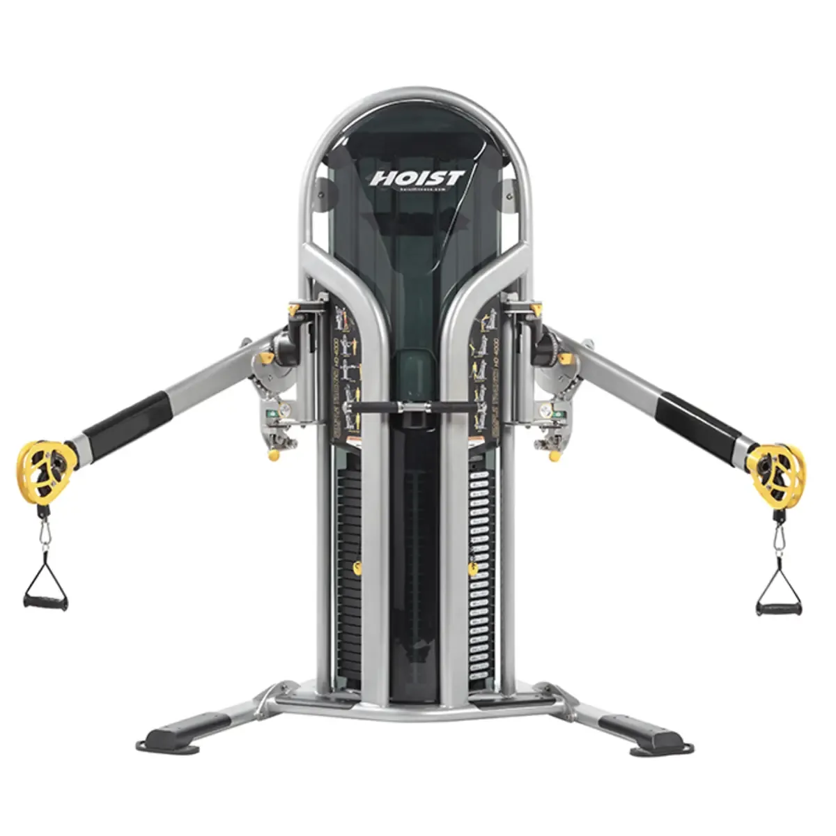 Functional trainer with 12 height positions and 9 width positions