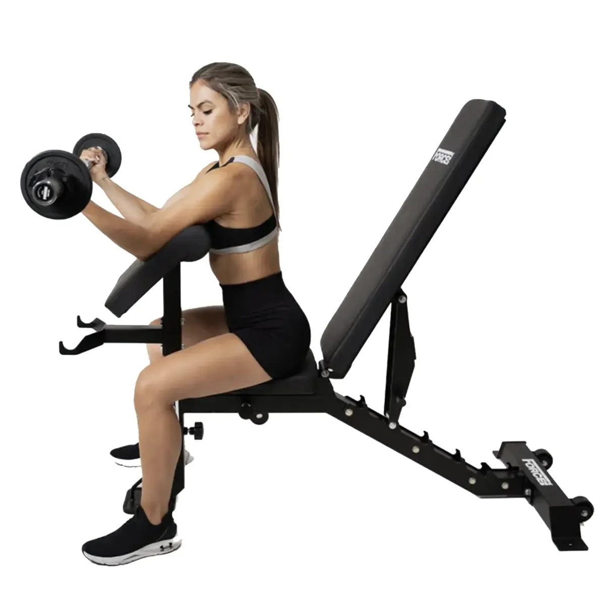 Force USA MyBench workout bench with compact footprint and padded support