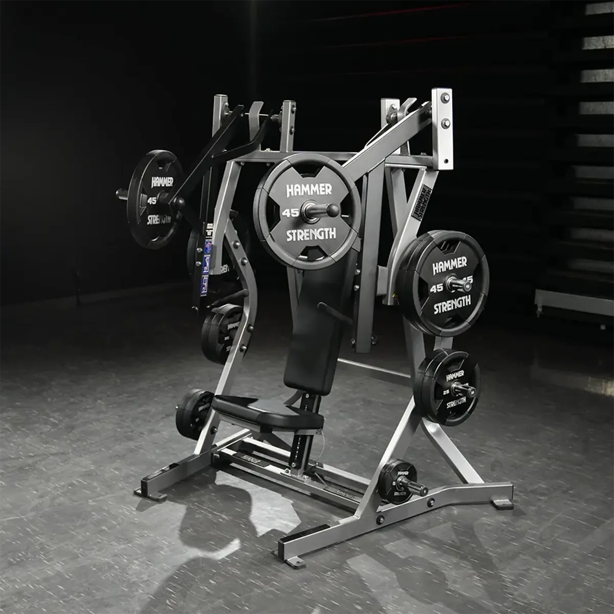 Hammer Strength plate-loaded bench press with converging and diverging motion