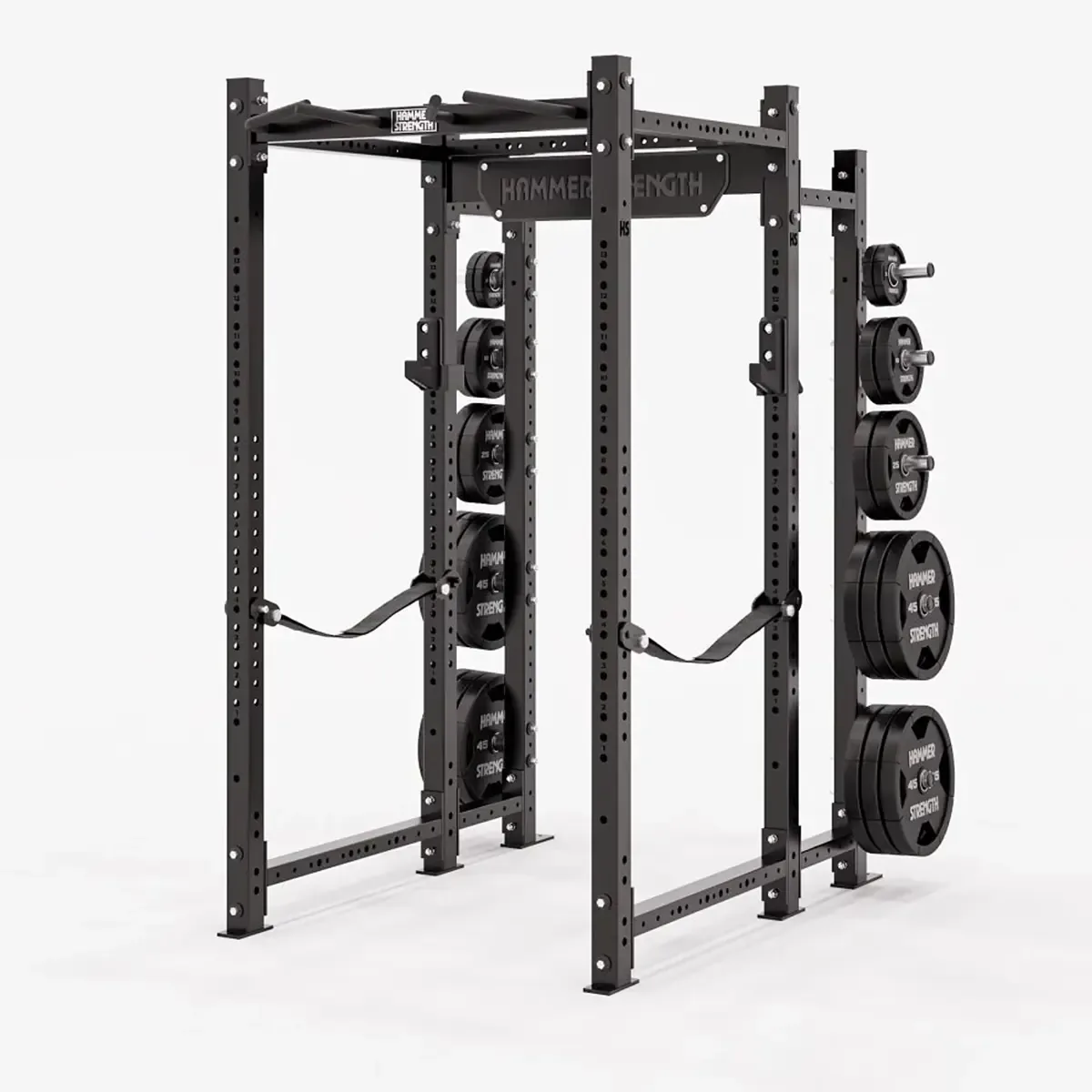 Charcoal power rack with 2-handle bar and premium bar supports