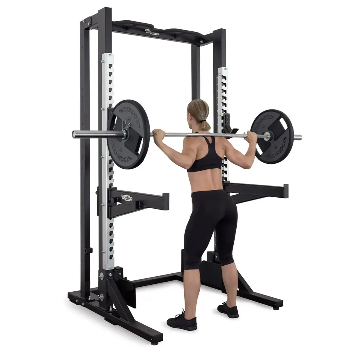 Half rack with multi-angle pull-up handles and dip handles