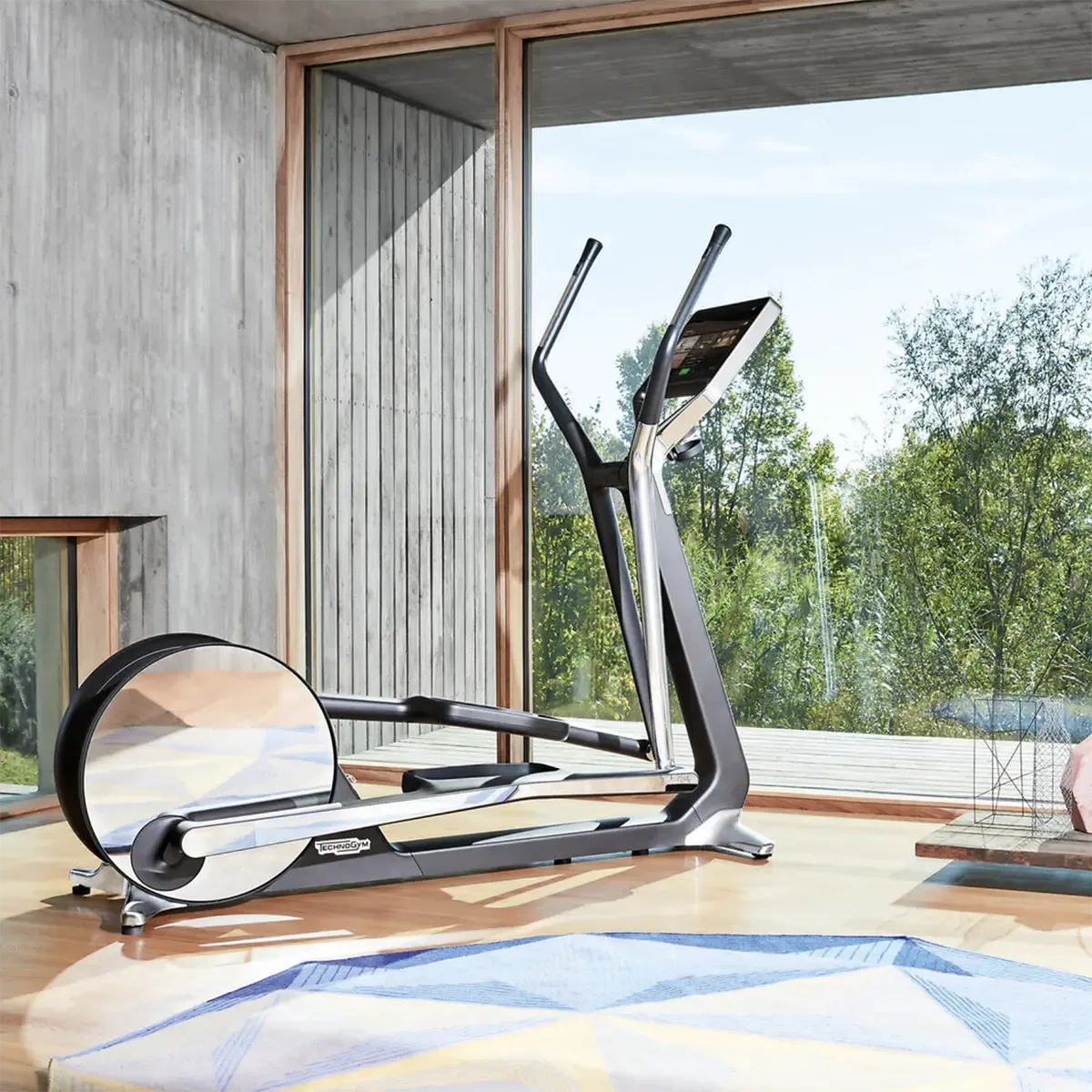 Technogym Cross Personal Premium elliptical trainer with built-in speakers and hand heart rate sensors