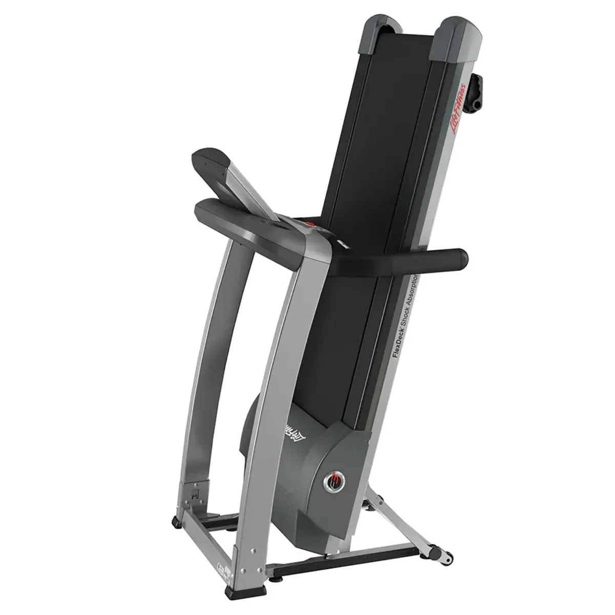 Life Fitness F3 Compact folding treadmill with adjustable FlexDeck and front wheels