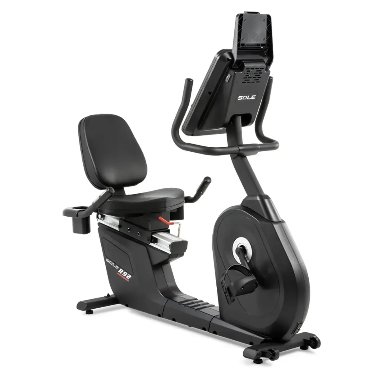 SOLE R92 indoor exercise bike with cushioned pedals and USB charging