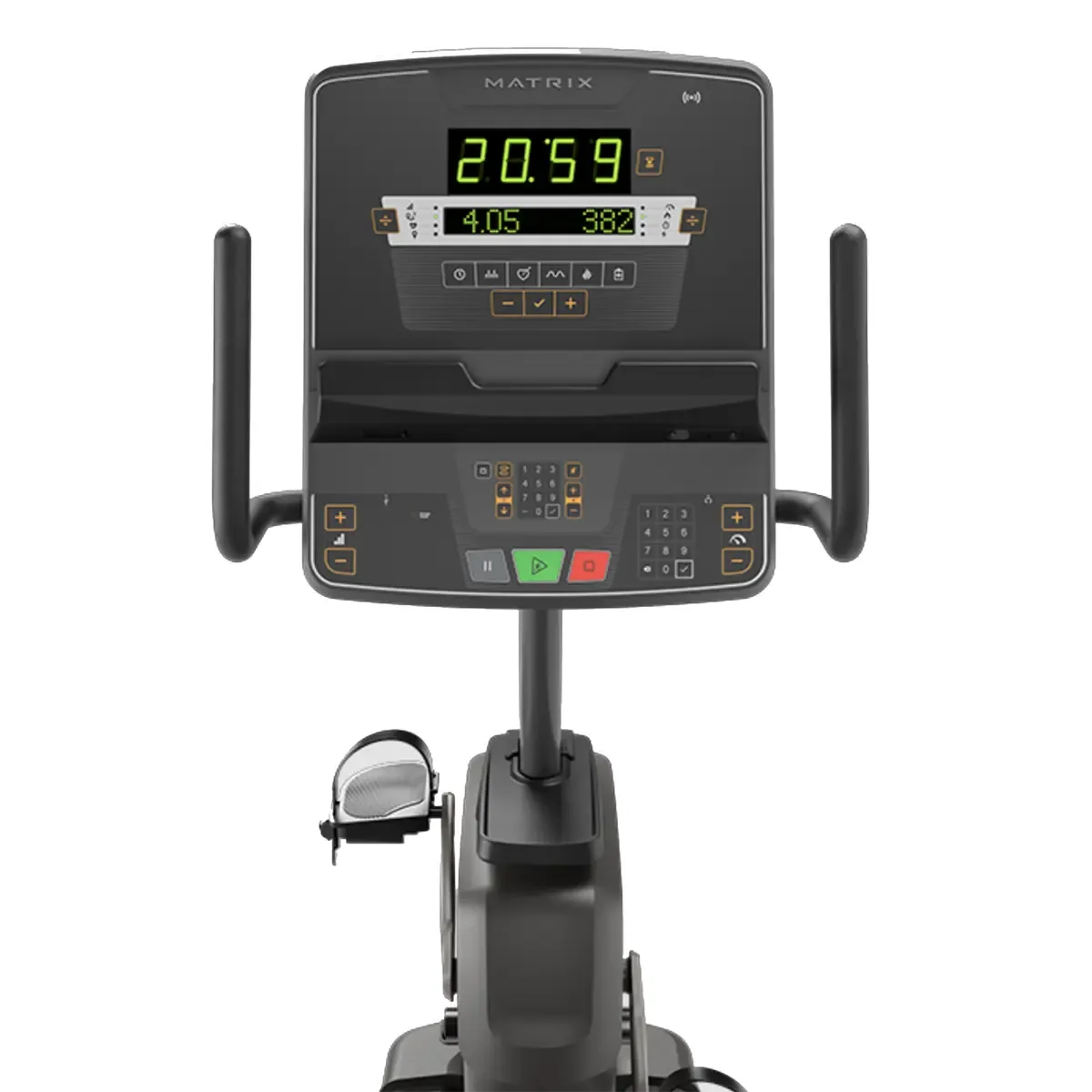 Matrix recumbent bike with step-through design for low-impact cardio