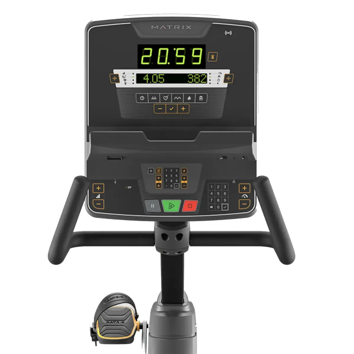 Matrix low-impact cardio bike with heart rate monitoring and adjustable recumbent seating