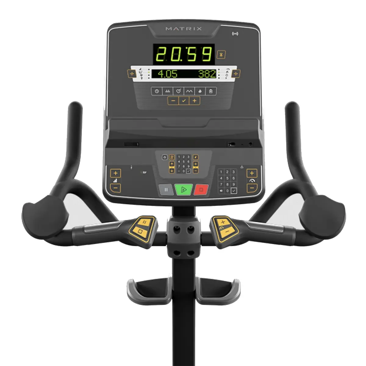 Matrix cardio bike for gyms with heart rate monitoring and adjustable seat