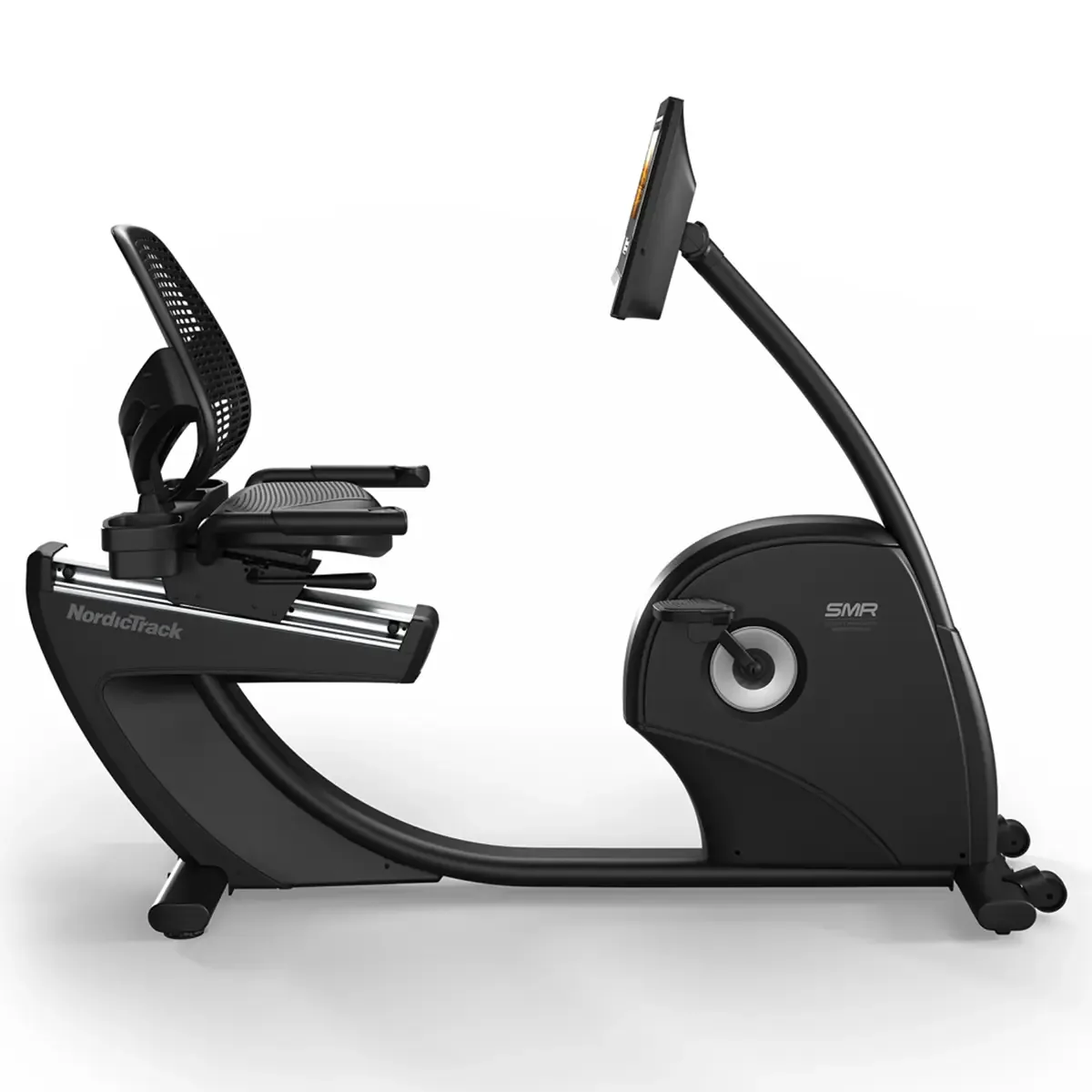 NordicTrack recumbent bike with cushioned seat and lumbar support