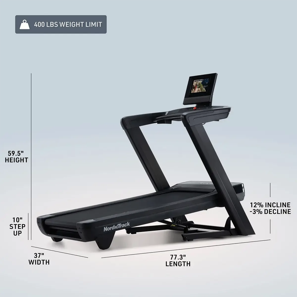 NordicTrack folding treadmill with incline and decline training