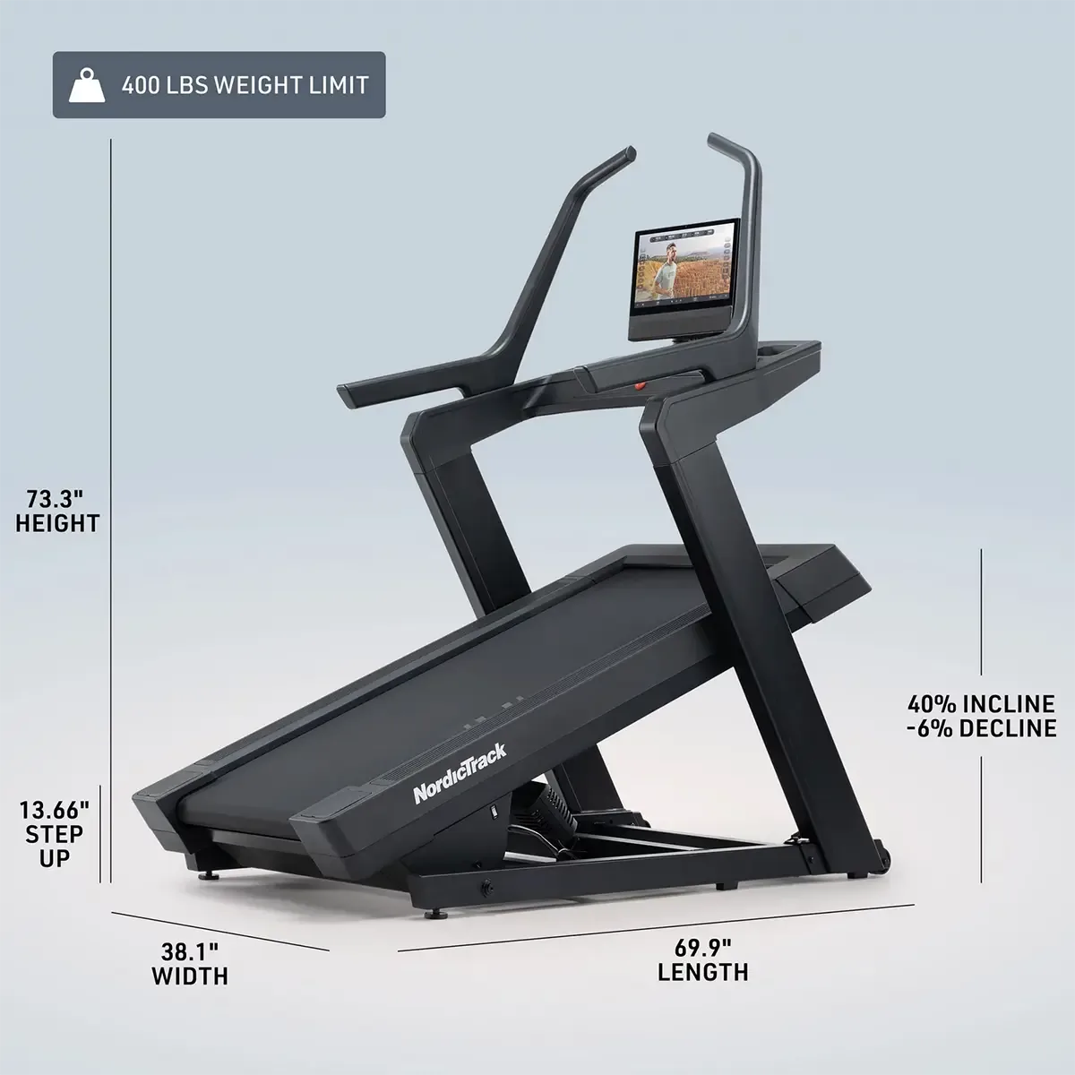 Home workout on NordicTrack treadmill with iFIT training display