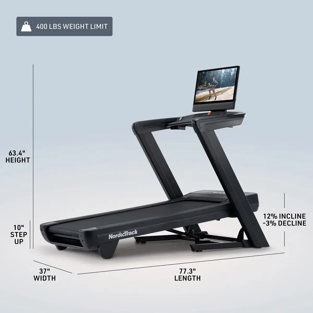 NordicTrack folding treadmill with incline and decline training