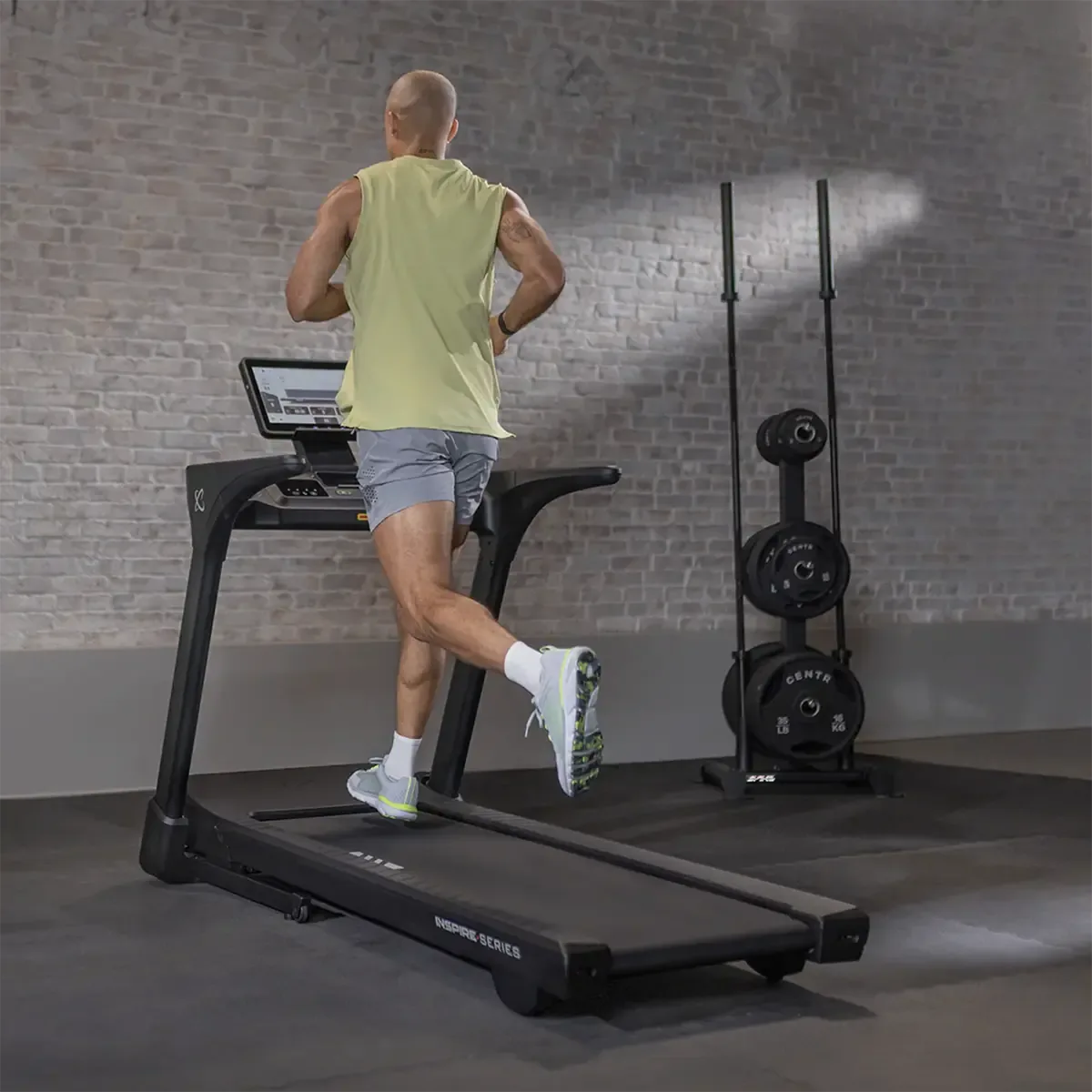 Inspire Series T5S Treadmill console with streaming apps, smartphone mirroring, and HDMI port