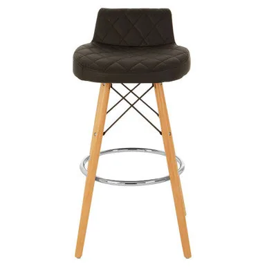 Stockholm Black Leather Seat Bar Stool