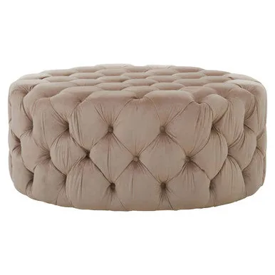 Suri Round Velvet Natural Contemporary Stool