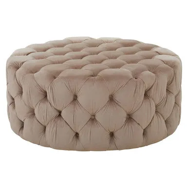 Suri Round Velvet Natural Contemporary Stool