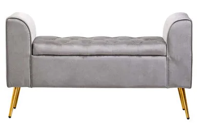 Loretta Grey Velvet Ottoman Storage Bench