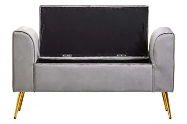 Loretta Grey Velvet Ottoman Storage Bench