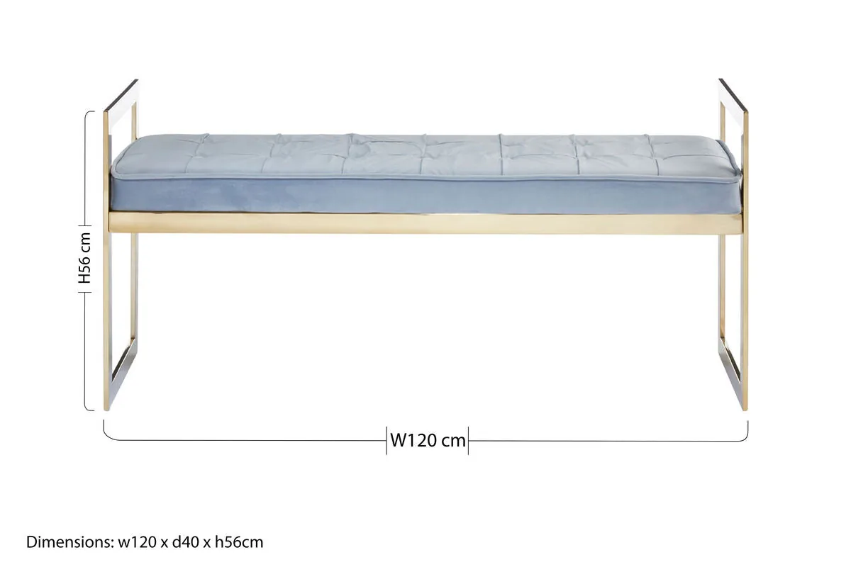 Allure Powder Blue & Gold Tufted Bench