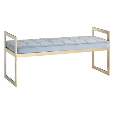 Allure Powder Blue & Gold Tufted Bench