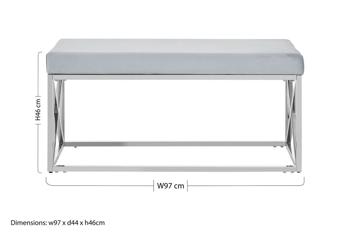 Allure Light Blue Velvet Bench